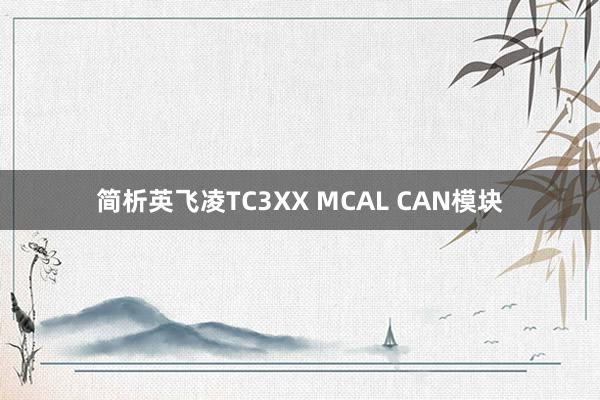 简析英飞凌TC3XX MCAL CAN模块